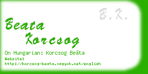 beata korcsog business card